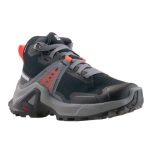 Salomon X Raise Mid GTX J fekete-szürke-narancssárga vízálló fűzős magas szárú cipő 