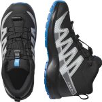 Salomon XA Pro V8 MID WP J fekete-szürke-kék összehúzós magasszárú vízálló terep sportcipő