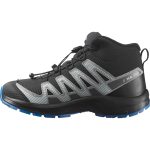 Salomon XA Pro V8 MID WP J fekete-szürke-kék összehúzós magasszárú vízálló terep sportcipő