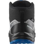 Salomon XA Pro V8 MID WP J fekete-szürke-kék összehúzós magasszárú vízálló terep sportcipő