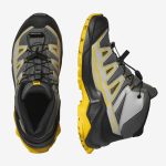 Salomon X Ultra MID GTX J mustársárga-fekete-szürke összehúzós magasszárú vízálló terep sportcipő