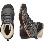 Salomon XA Pro V8 Winter WP J barack-szürke-fekete fűzős-tépőzáras magasszárú melegbéléses vízálló lány bakancs
