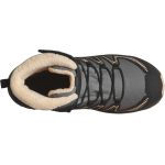 Salomon XA Pro V8 Winter WP J barack-szürke-fekete fűzős-tépőzáras magasszárú melegbéléses vízálló lány bakancs