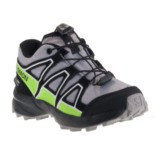 Salomon Speedcross szürke-neonzöld összehúzós vízálló textil sport kisfiú gyerekcipő