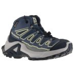 SalomonX Ultra Mid GTX J kék-vajsárga összehúzós Goretex (vízálló) magasszárú terep sport kisfiú gyerekcipő