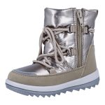 Siesta-Richter arany-bézs cipzáras-fűzős bundabéléses sympatex-vízálló textil kislány csizma