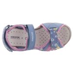 GEOX ROXANNE 3 tépőzáras lila-rózsa virágos csillogós lélegző talpú szandál