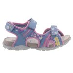 GEOX ROXANNE 3 tépőzáras lila-rózsa virágos csillogós lélegző talpú szandál