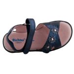 SZÍNHIBÁS   SIESTA-RICHTER 2 tépőzáras sötétkék metál virágos gyerek szandál