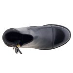 GEOX AGATA fekete bőr lélegző talpú cipzáras félcsizma