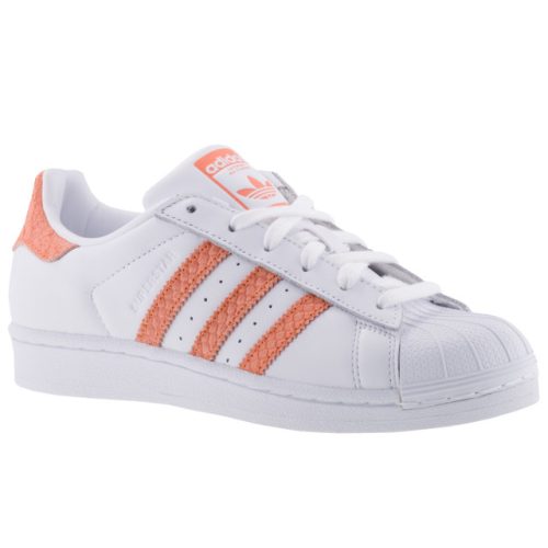 ADIDAS SUPERSTAR fehér/narancs fűzős orrvédős bőr sportcipő