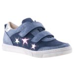 LEPI 2 tépőzáras sötétkék-metál rózsa CSILLAGOS bőr félcipő