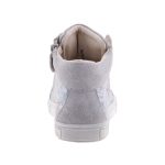 SZÍNHIBÁS LEPI szürke-ezüst VIRÁGOS fűzős magasszárú bőr lány cipő