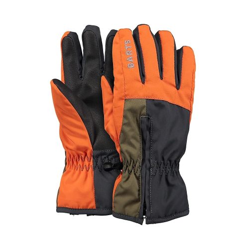 BARTS ZIPPER GLOVES szürke/narancssárga 5 ujjas cipzáros gyerek síkesztyű (2-7)