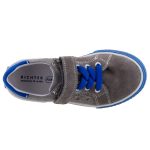 SIESTA-RICHTER szürke/kék tépős/gumis FitMI talpbetétes bőr félcipő