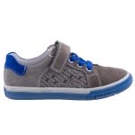 SIESTA-RICHTER szürke/kék tépős/gumis FitMI talpbetétes bőr félcipő