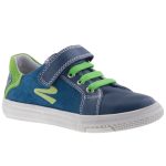 SIESTA-RICHTER kék/zöld tépős/gumis FitMI talpbetétes nubuk bőr félcipő