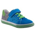 SIESTA-RICHTER tengerkék/zöld tépős/gumis FitMI talpbetétes bőr félcipő