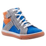 Siesta-Richter kék-szürke-rozsda fűzős-cipzáras FitMI talpbetétes magasszárú fiú cipő