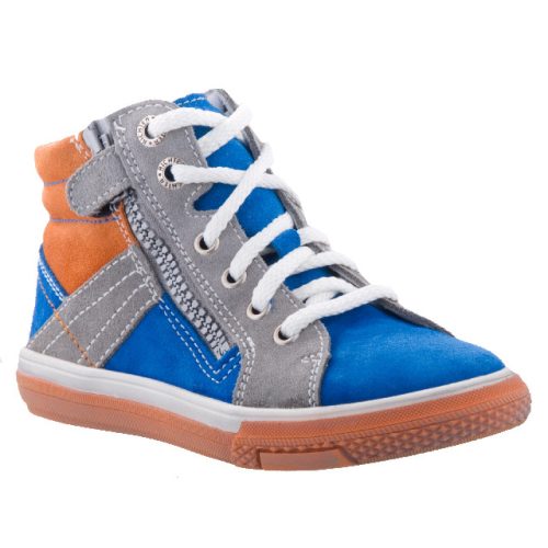 Siesta-Richter kék-szürke-rozsda fűzős-cipzáras FitMI talpbetétes magasszárú fiú cipő