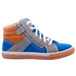 Siesta-Richter kék-szürke-rozsda fűzős-cipzáras FitMI talpbetétes magasszárú fiú cipő