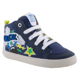 GEOX KIWI BOY sötétkék/citrom cipzáras/fűzős lélegző talpú magasszárú cipő   GEOX KIWI BOY sötétkék/citrom cipzáras/fűzős lélegző talpú magasszárú cipő
