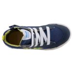 SZÍNHIBÁS GEOX KIWI BOY sötétkék/citrom cipzáras/fűzős lélegző talpú magasszárú cipő