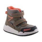 Siesta-Richter magas szárú 2 tépőzáras katonazöld-narancs Sympatex (Vízálló) bundás téli fiú bakancs