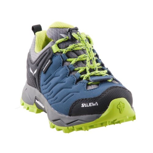 Salewa Jr MTN Trainer WP sötétkék-fekete-neonzöld összehúzós GTX (vízálló) terep sportcipő