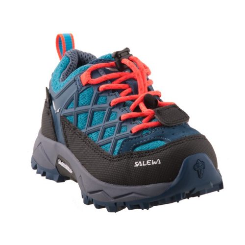 Salewa Jr Wildfire WP kék-neon narancssárga-fekete összehúzós GTX (vízálló) terep sportcipő