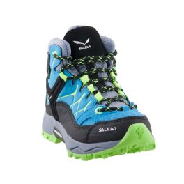 Salewa Jr Alp Trainer Mid kék-neonzöld fűzős GTX (vízálló) bakancs   Salewa Jr Alp Trainer Mid kék-neonzöld fűzős GTX (vízálló) bakancs