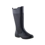 GEOX CRISSY BLACK fekete virág hímzett cipzáras bőr lélegző talpú csizma