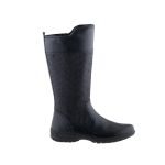 GEOX CRISSY BLACK fekete virág hímzett cipzáras bőr lélegző talpú csizma