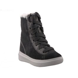 Superfit fekete csillámos fűzős-cipzáras GTX (Vízálló) bélelt velúrbőr magasszárú lány téli cipő   Superfit fekete csillámos fűzős-cipzáras GTX (Vízálló) bélelt velúrbőr magasszárú lány téli cipő