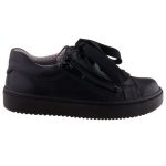 SUPERFIT fűzős/cipzáros fekete nappa bőr félcipő