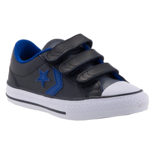 CONVERSE STAR PLAYER LEATHER 3 tépős fekete/kék bőr félcipő 27-37
