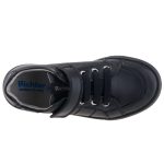 SIESTA-RICHTER fekete nubuk bőr FitMI talpbetétes gumis/tépőzáras félcipő