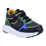 Siesta-Richter fekete-szürke színes mintás tépőzáras-gumifűzős vízálló (Sympatex) kisfiú cipő