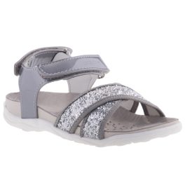 GEOX ALOHA 2 tépős szürke/ezüst/lakk/csillogós lélegző talpú szandál   GEOX ALOHA 2 tépős szürke/ezüst/lakk/csillogós lélegző talpú szandál