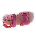 Siesta-Richter rózsaszín-narancssárga virágmintás 2 tépőzáras textil-velúrbőr kislány szandál