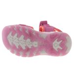 Siesta-Richter rózsaszín-narancssárga virágmintás 2 tépőzáras textil-velúrbőr kislány szandál