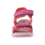 Siesta-Richter rózsaszín-narancssárga virágmintás 2 tépőzáras textil-velúrbőr kislány szandál