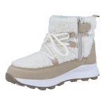 Siesta-Richter bézs-krém cipzáras-fűzős bundabéléses sympatex-vízálló textil kislány csizma