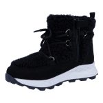 Siesta-Richter fekete cipzáras-fűzős bundabéléses sympatex-vízálló textil kislány csizma