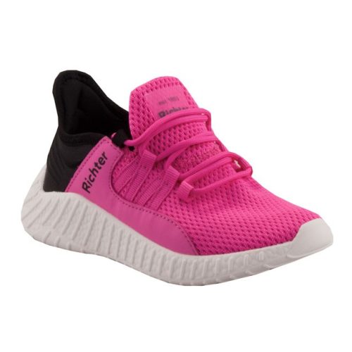 SIESTA-RICHTER neon rózsaszín/fekete fűzős vászon sportcipő