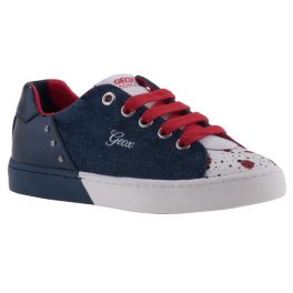 GEOX CIAK GIRL farmerkék/piros KATICÁS STRASSZOS fűzős lélegző talpú cipő   GEOX CIAK GIRL farmerkék/piros KATICÁS STRASSZOS fűzős lélegző talpú cipő