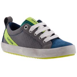 GEOX ALONISSO fűzős szürke/kék/neon lélegző talpú félcipő   GEOX ALONISSO fűzős szürke/kék/neon lélegző talpú félcipő