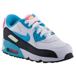 NIKE Air Max 90 Mesh fehér-világoskék-fekete-ciklámen fűzős lány sportcipő   NIKE Air Max 90 Mesh fehér-világoskék-fekete-ciklámen fűzős lány sportcipő