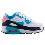 NIKE Air Max 90 Mesh fehér-világoskék-fekete-ciklámen fűzős lány sportcipő