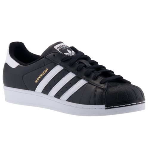 ADIDAS SUPERSTAR fűzős fekete/fehér orrvédős bőr sportcipő